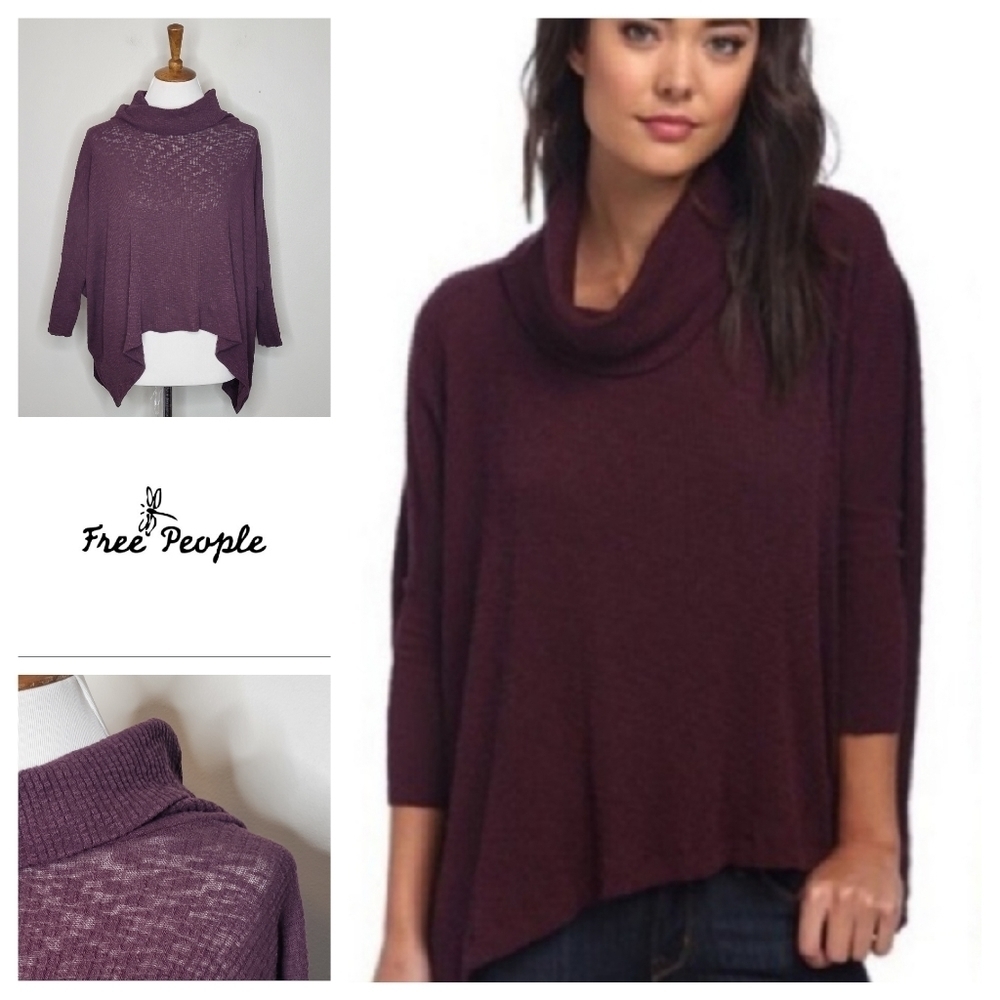 Free People Beach World Traveler Pullover Split Back‎ Oversized Sweater Top S